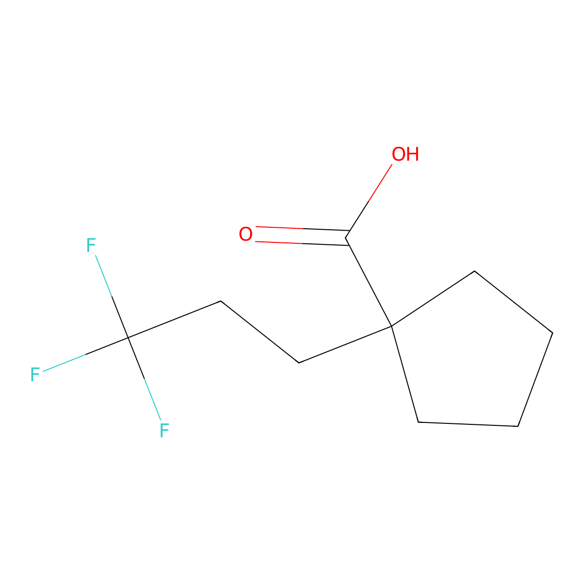 1-(3,3,3-Trifluoropropyl)cyclopentane-1-carboxylic acid molecular structure, CAS 1521659-12-0