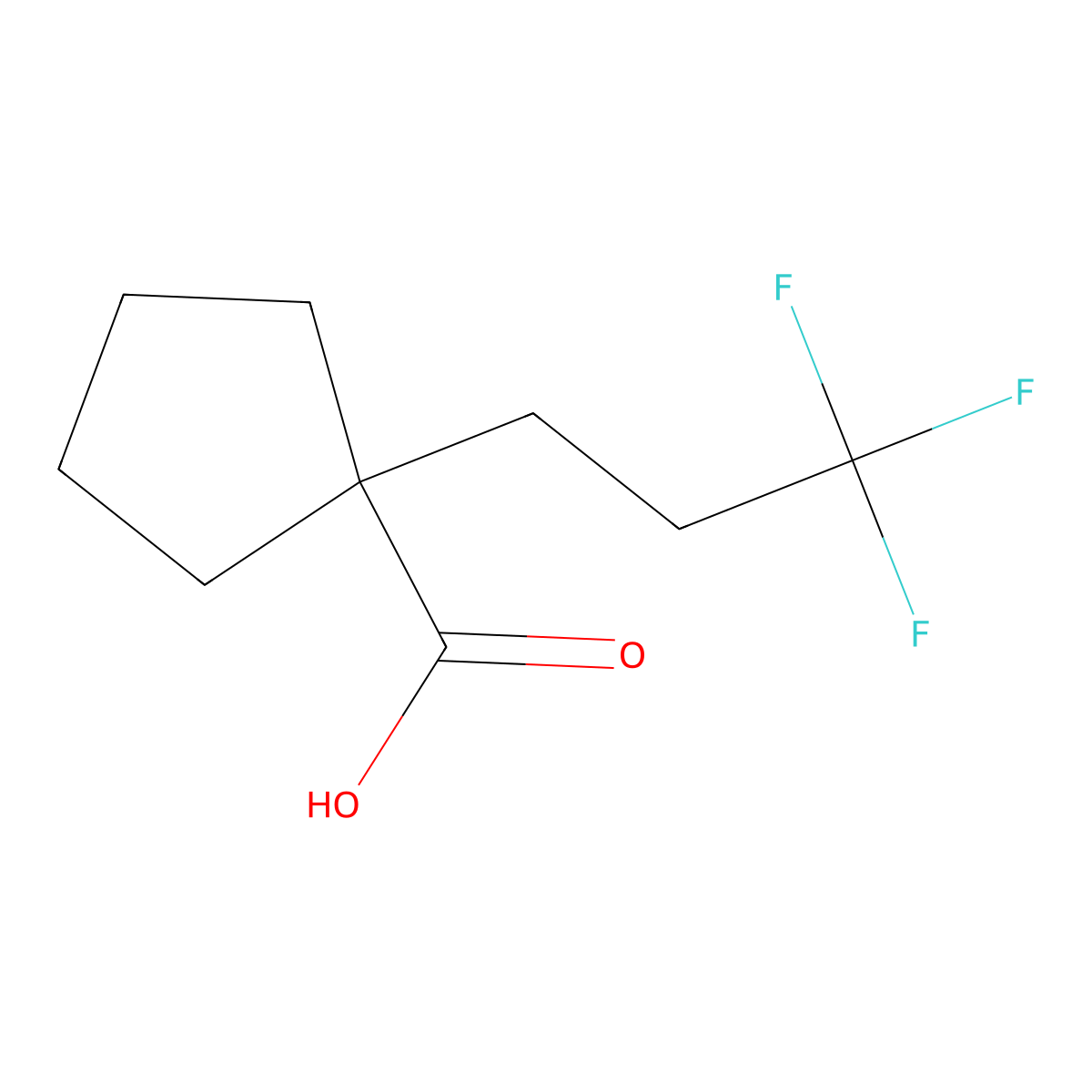 1-(3,3,3-Trifluoropropyl)cyclopentane-1-carboxylic acid molecular structure, CAS 1521659-12-0