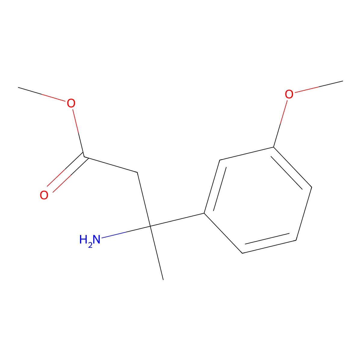 Methyl 3-amino-3-(3-methoxyphenyl)butanoate molecular structure, CAS 1521677-65-5