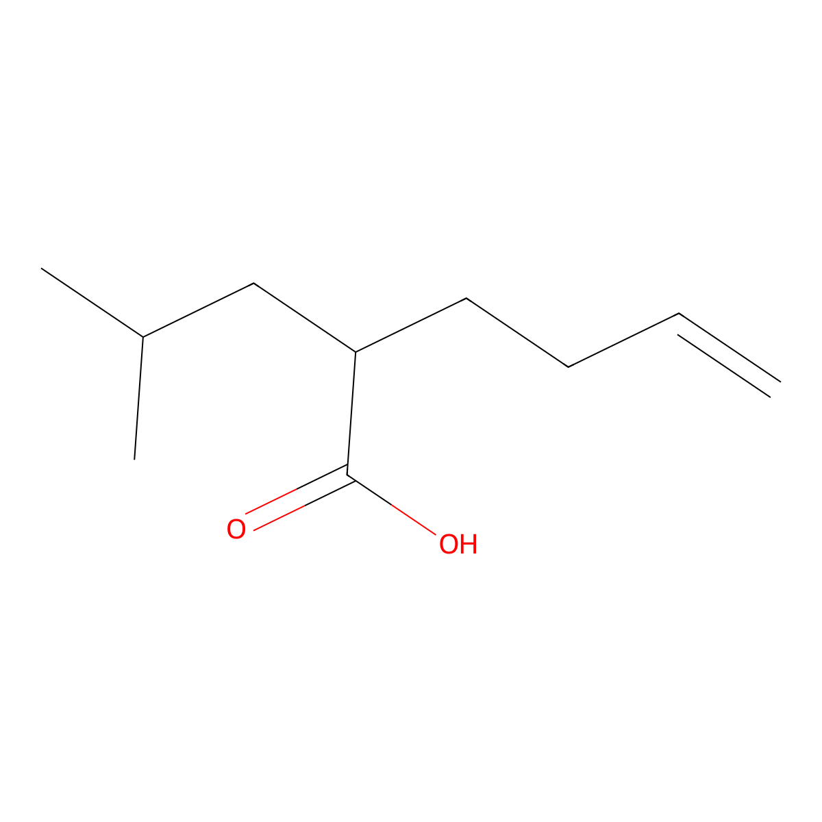 2-(2-Methylpropyl)hex-5-enoic acid molecular structure, CAS 1521680-52-3