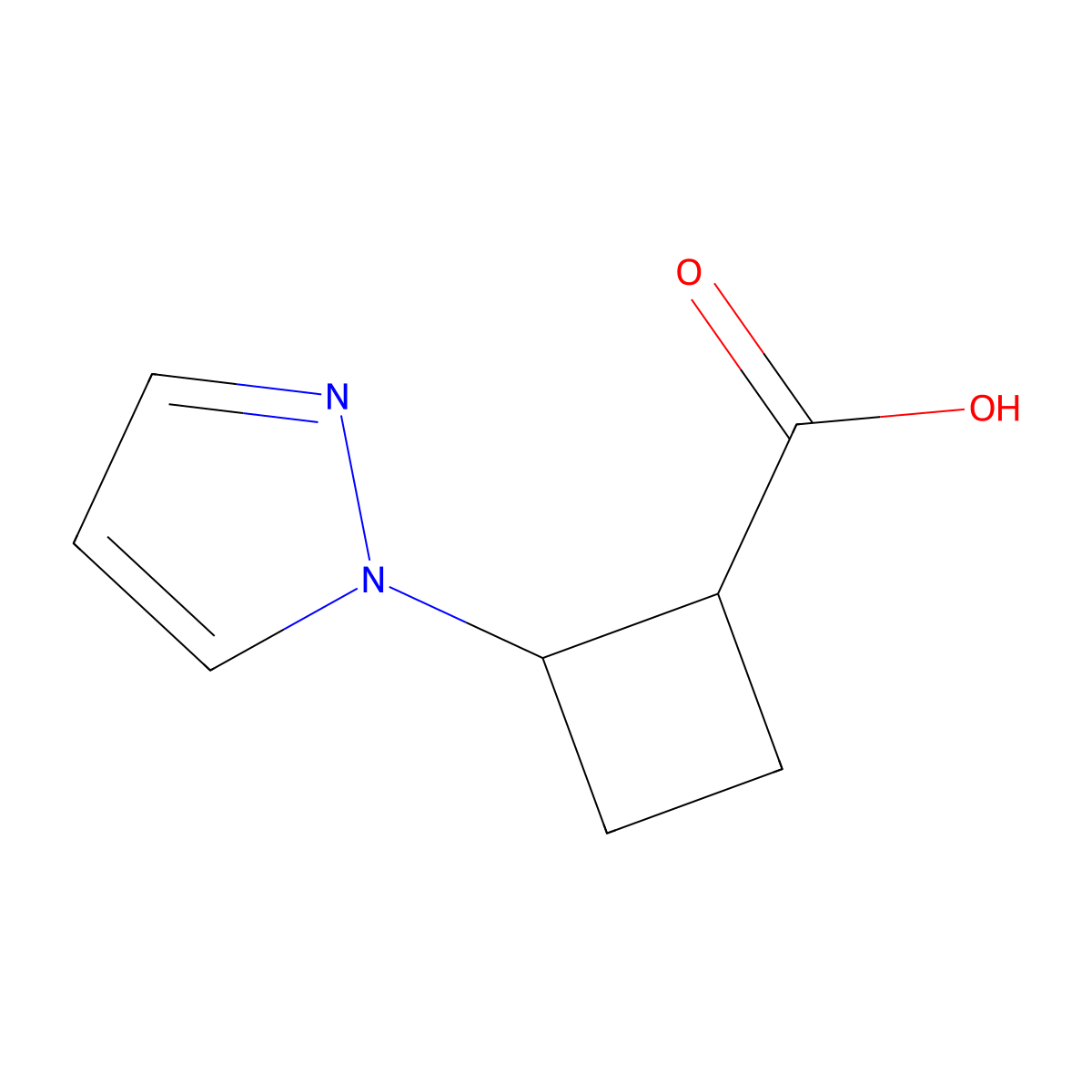 2-(1H-pyrazol-1-yl)cyclobutane-1-carboxylic acid molecular structure, CAS 1521682-38-1