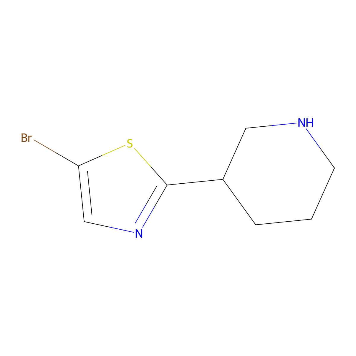 5-Bromo-2-(piperidin-3-yl)thiazole molecular structure, CAS 1521684-25-2