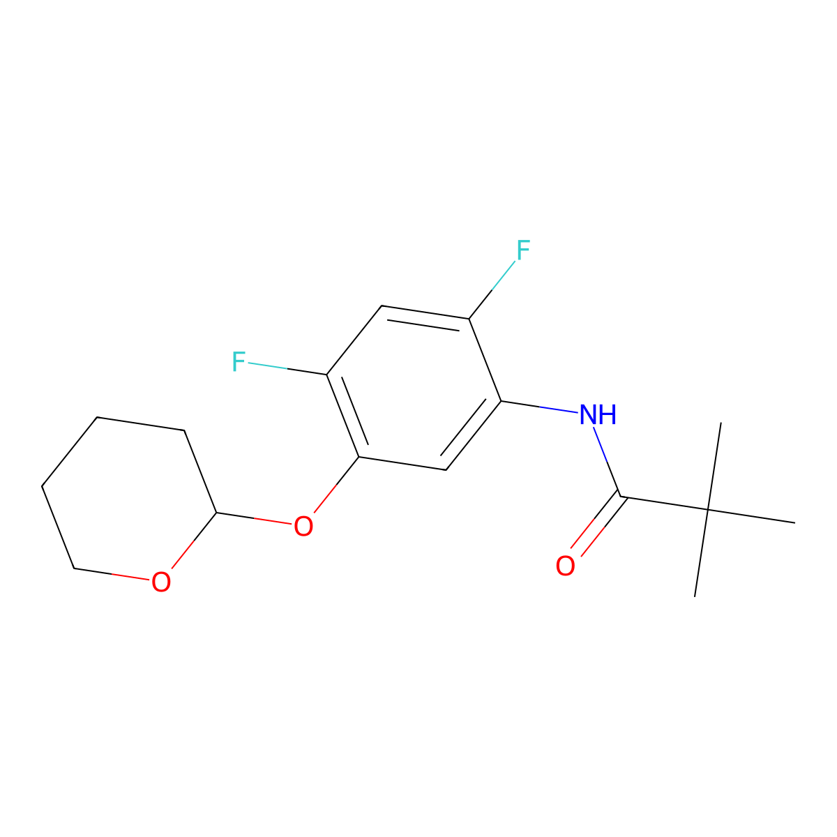 N-(2,4-Difluoro-5-((tetrahydro-2H-pyran-2-yl)oxy)phenyl)pivalamide molecular structure, CAS 152169-45-4