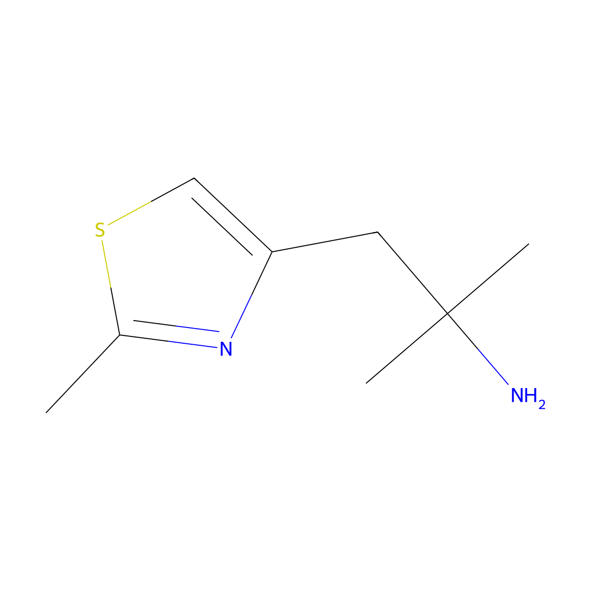 2-Methyl-1-(2-methylthiazol-4-yl)propan-2-amine molecular structure, CAS 1521693-16-2