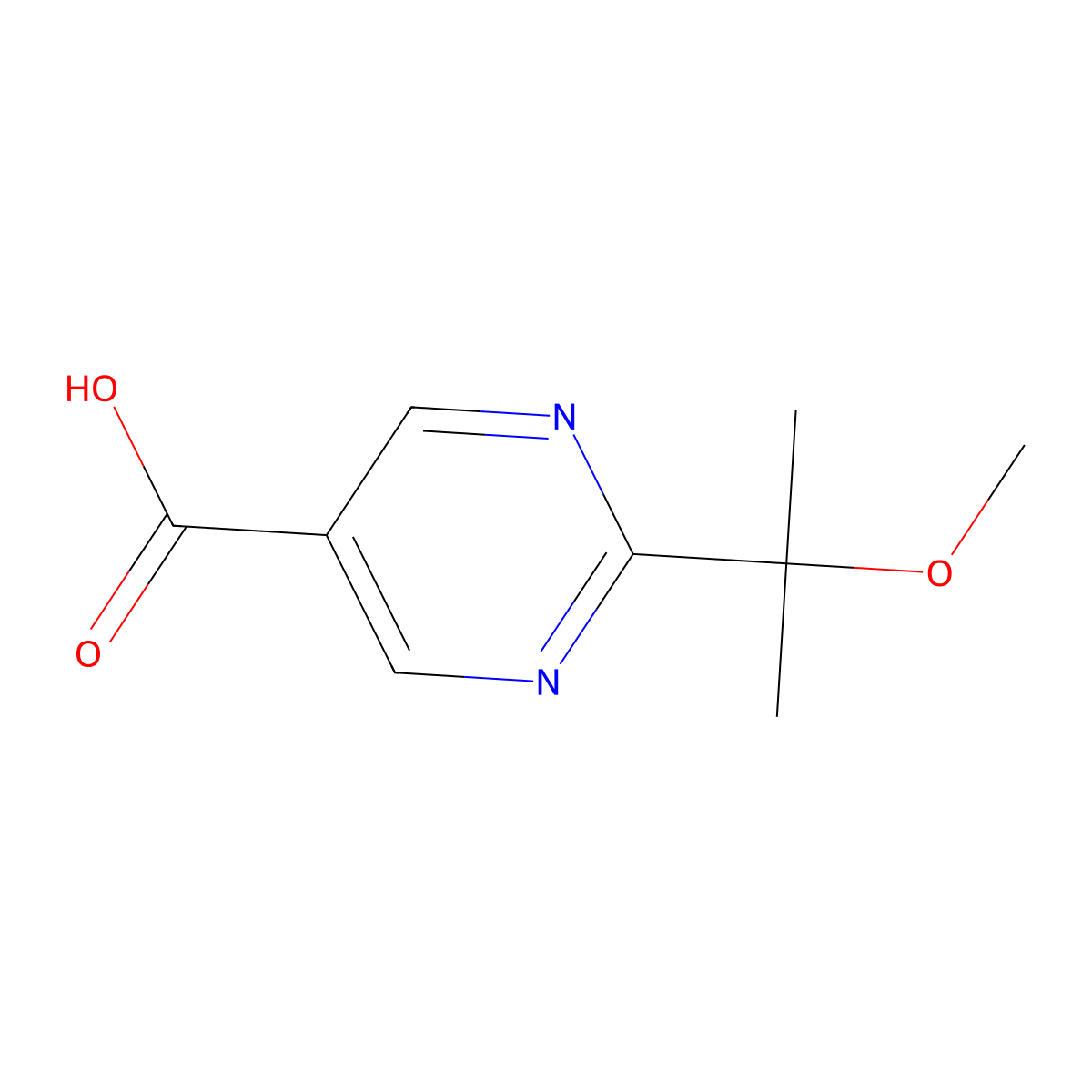 2-(2-Methoxypropan-2-yl)pyrimidine-5-carboxylic acid molecular structure, CAS 1521694-05-2