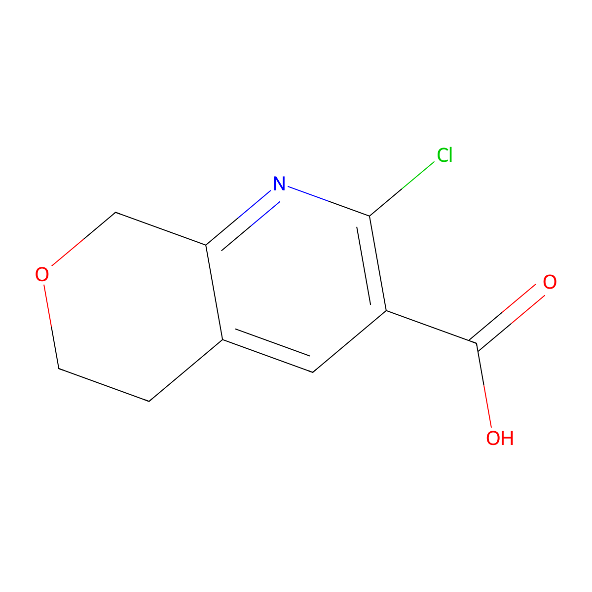 2-chloro-5H,6H,8H-pyrano[3,4-b]pyridine-3-carboxylicacid molecular structure, CAS 1521702-51-1