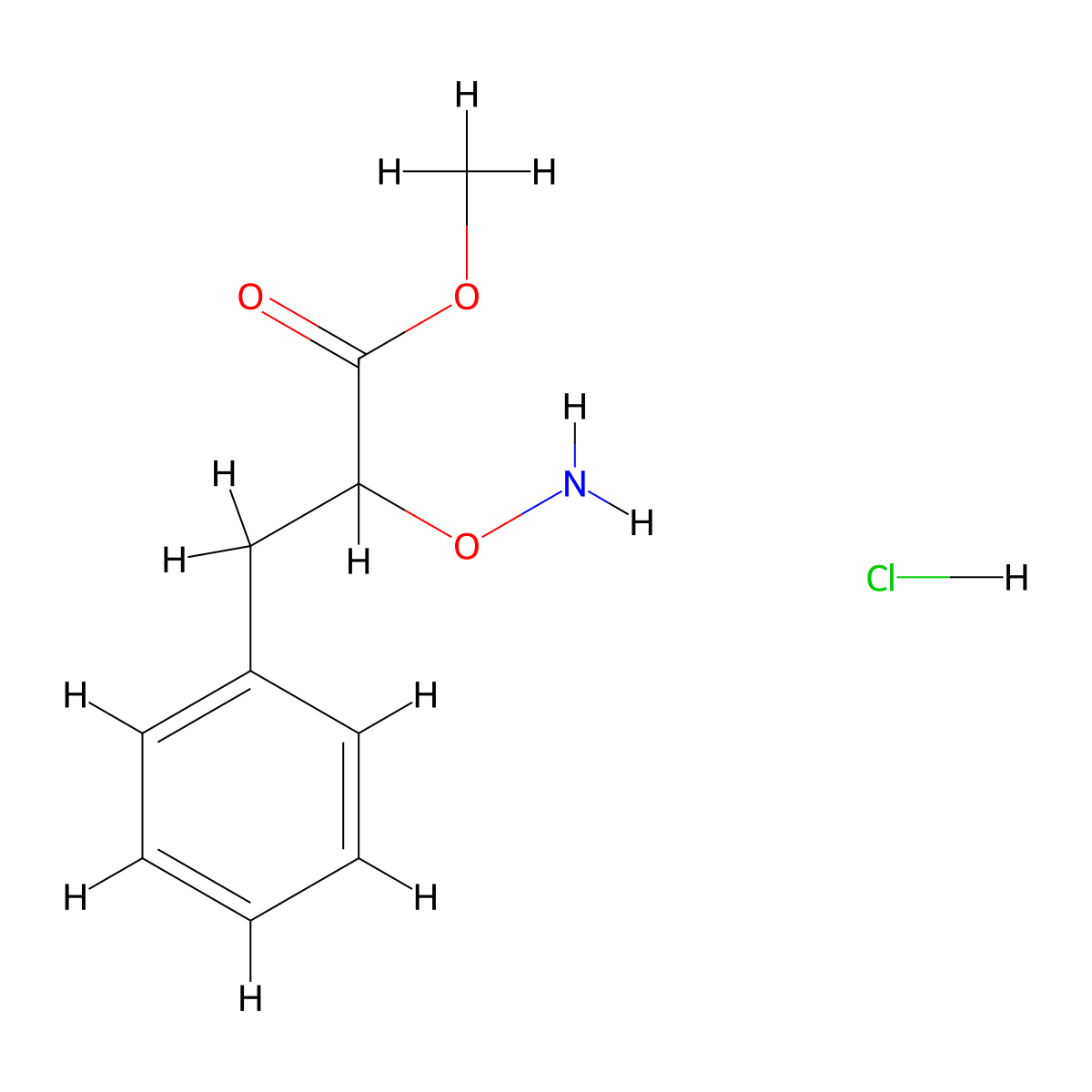 Methyl 2-(aminooxy)-3-phenylpropanoate hydrochloride molecular structure, CAS 152171-73-8