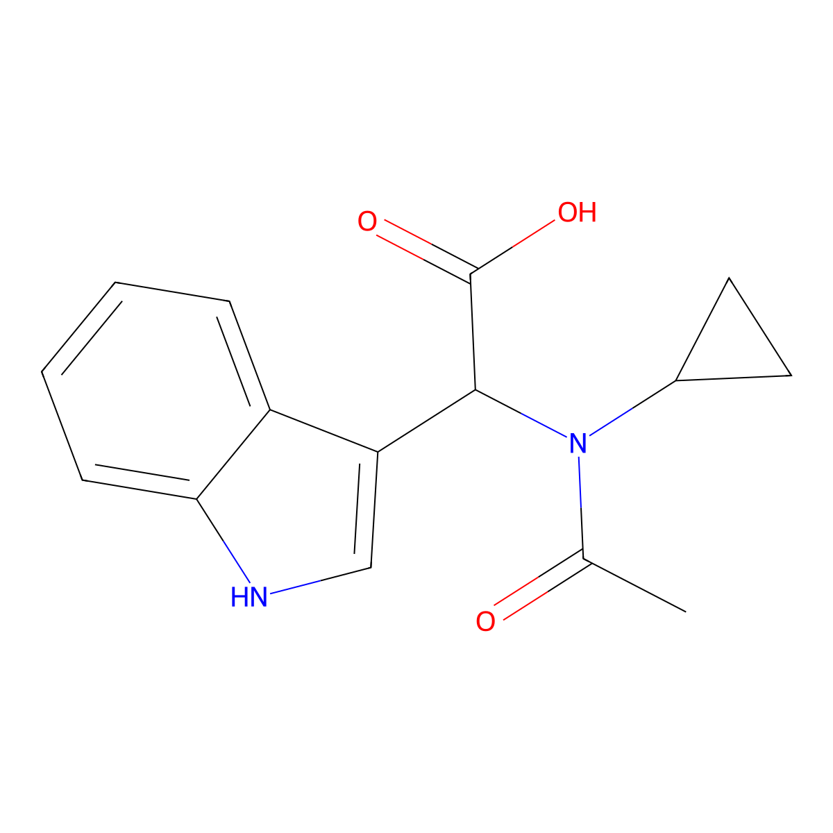 2-(N-cyclopropylacetamido)-2-(1H-indol-3-yl)acetic acid molecular structure, CAS 1521718-57-9