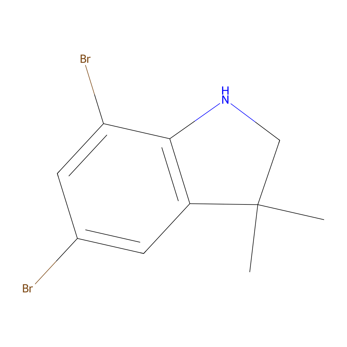 5,7-dibromo-3,3-dimethyl-2,3-dihydro-1H-indole molecular structure, CAS 1521720-82-0