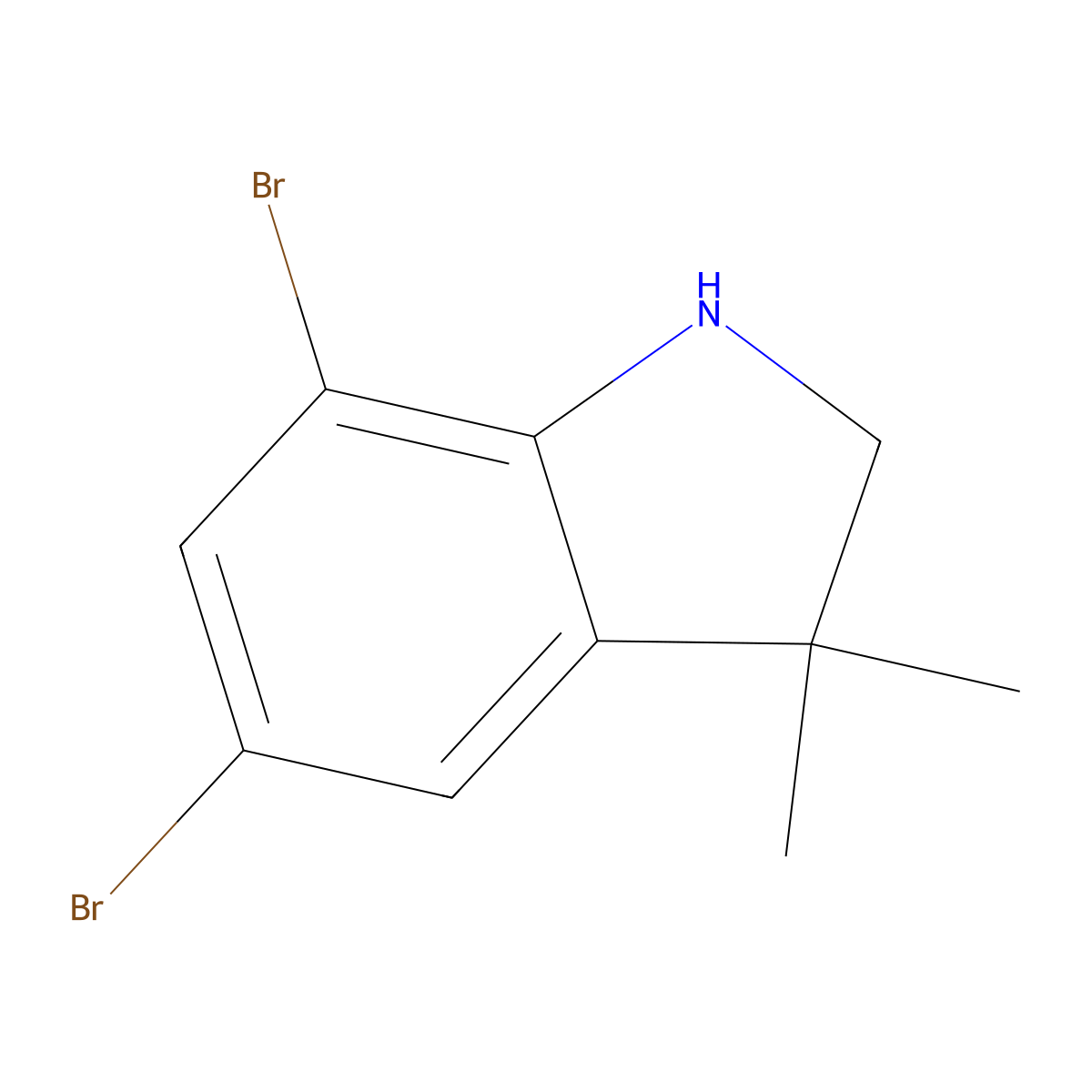 5,7-dibromo-3,3-dimethyl-2,3-dihydro-1H-indole molecular structure, CAS 1521720-82-0