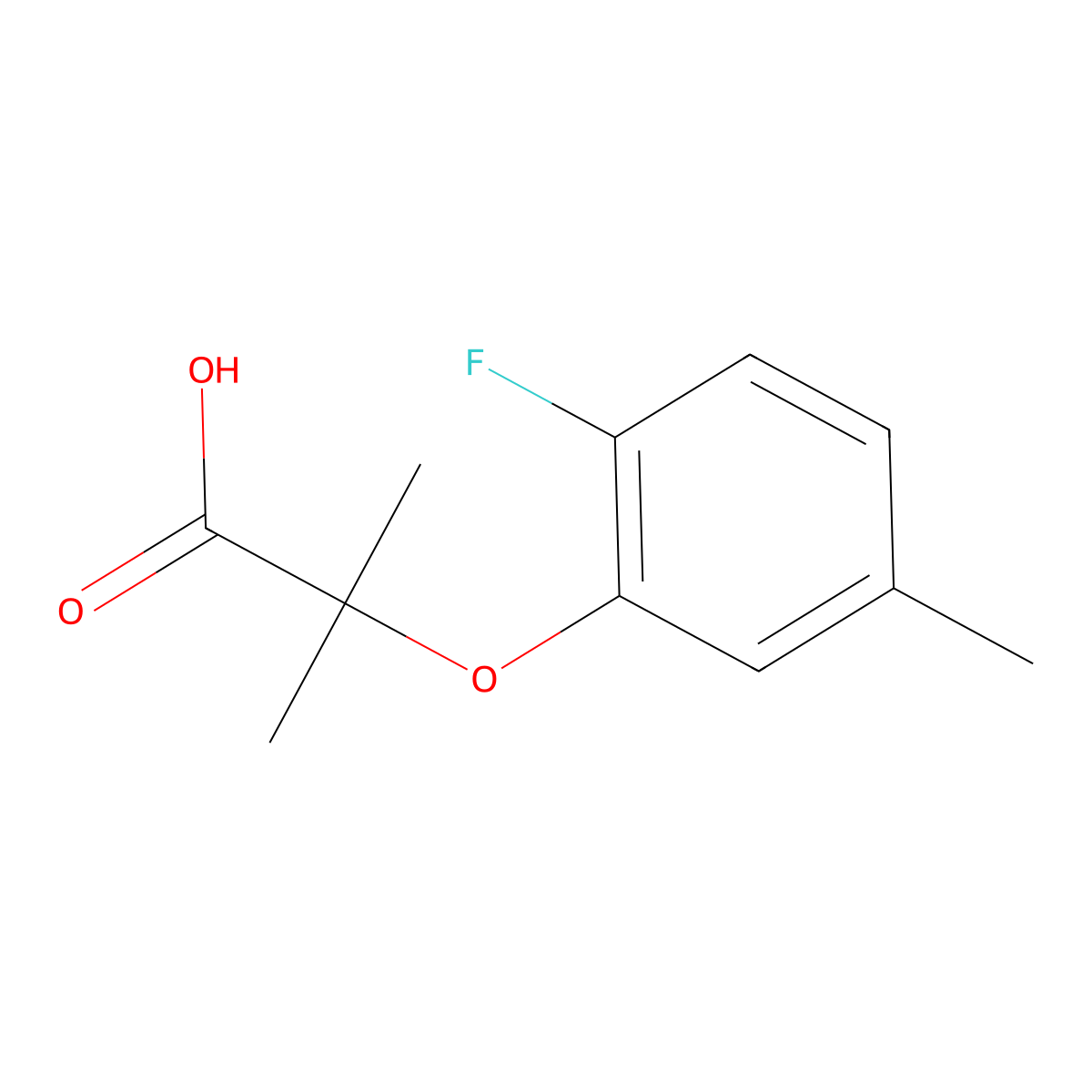 2-(2-Fluoro-5-methylphenoxy)-2-methylpropanoic acid molecular structure, CAS 1521740-27-1