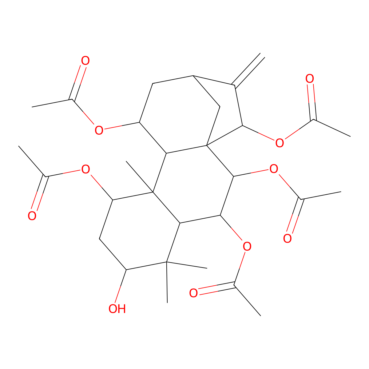 (2,3,8,15-Tetraacetyloxy-6-hydroxy-5,5,9-trimethyl-14-methylidene-11-tetracyclo[11.2.1.01,10.04,9]hexadecanyl) acetate molecular structure, CAS 152175-76-3