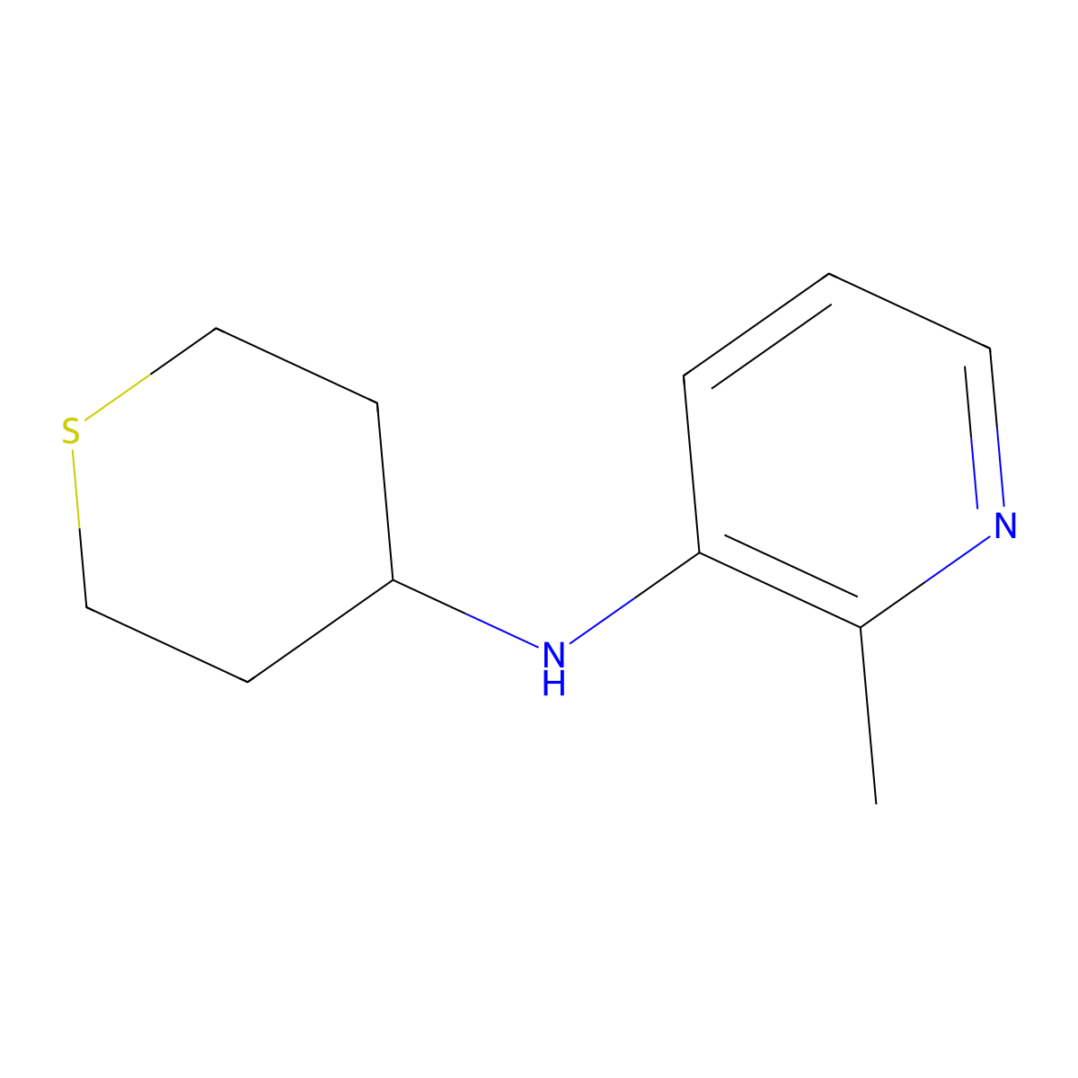 2-methyl-N-(thian-4-yl)pyridin-3-amine molecular structure, CAS 1521786-46-8
