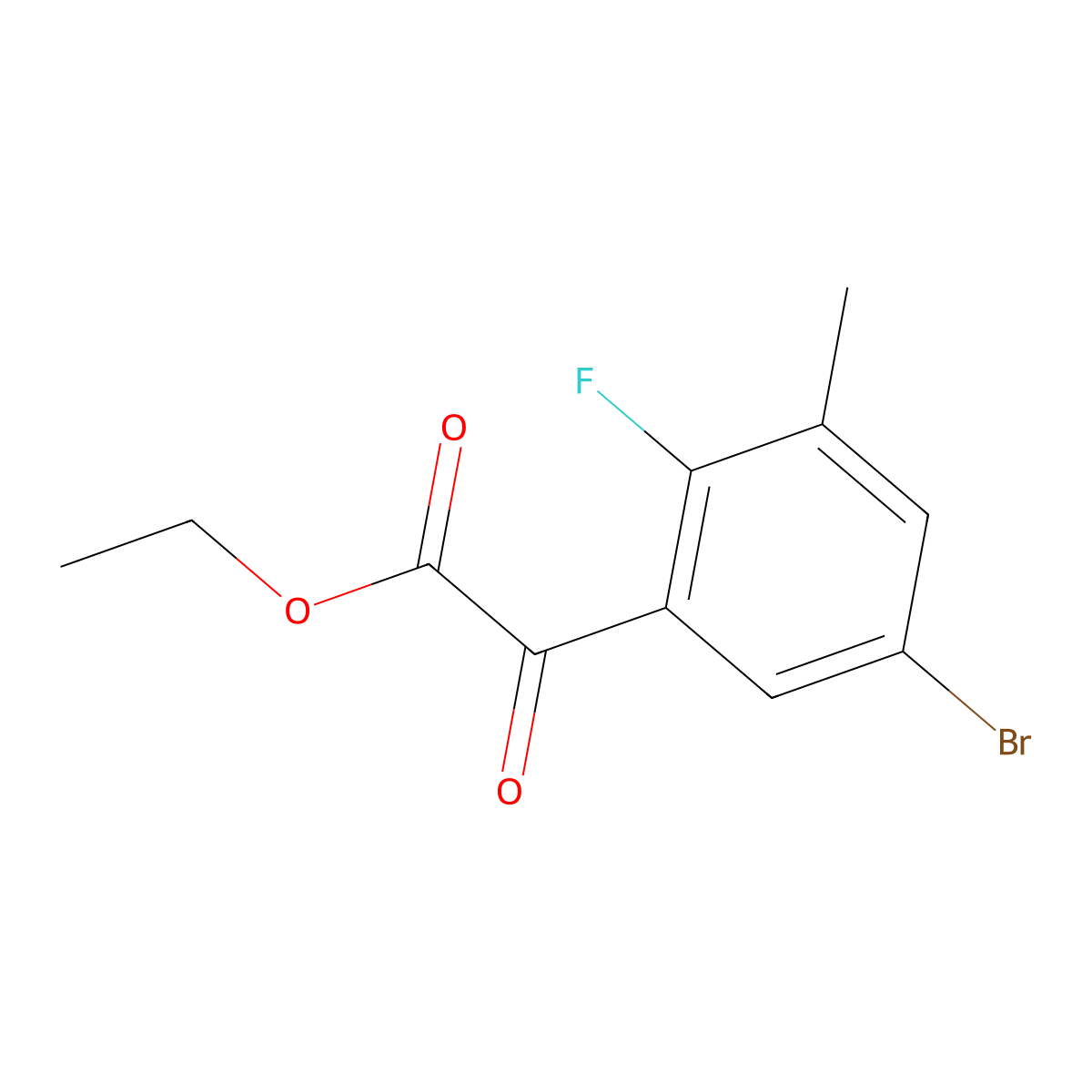 Ethyl 2-(5-bromo-2-fluoro-3-methylphenyl)-2-oxoacetate molecular structure, CAS 1521788-99-7