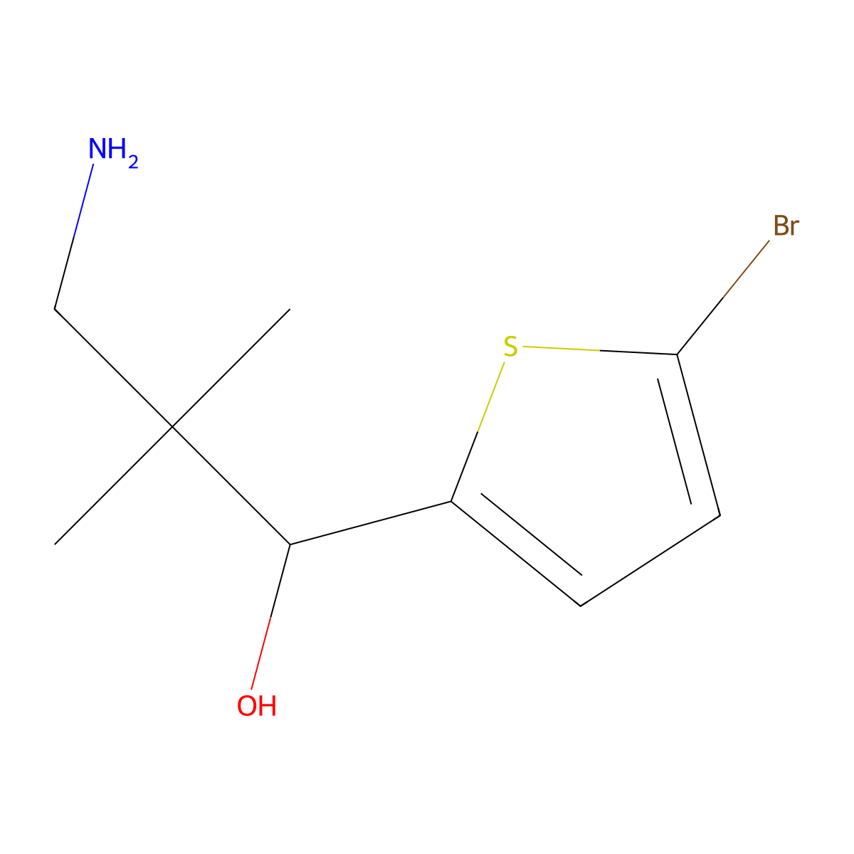 3-Amino-1-(5-bromothiophen-2-yl)-2,2-dimethylpropan-1-ol molecular structure, CAS 1521794-73-9