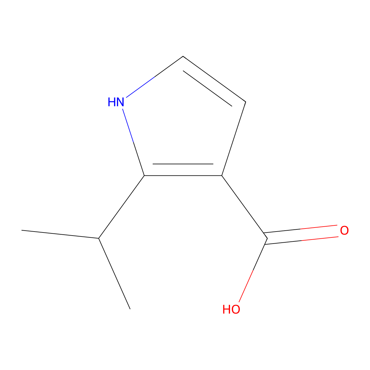 2-(propan-2-yl)-1H-pyrrole-3-carboxylic acid molecular structure, CAS 1521795-25-4