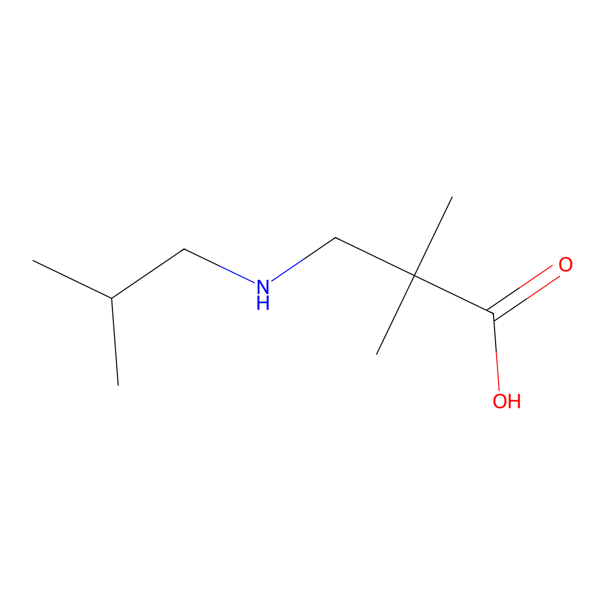 2,2-Dimethyl-3-[(2-methylpropyl)amino]propanoic acid molecular structure, CAS 1521801-13-7