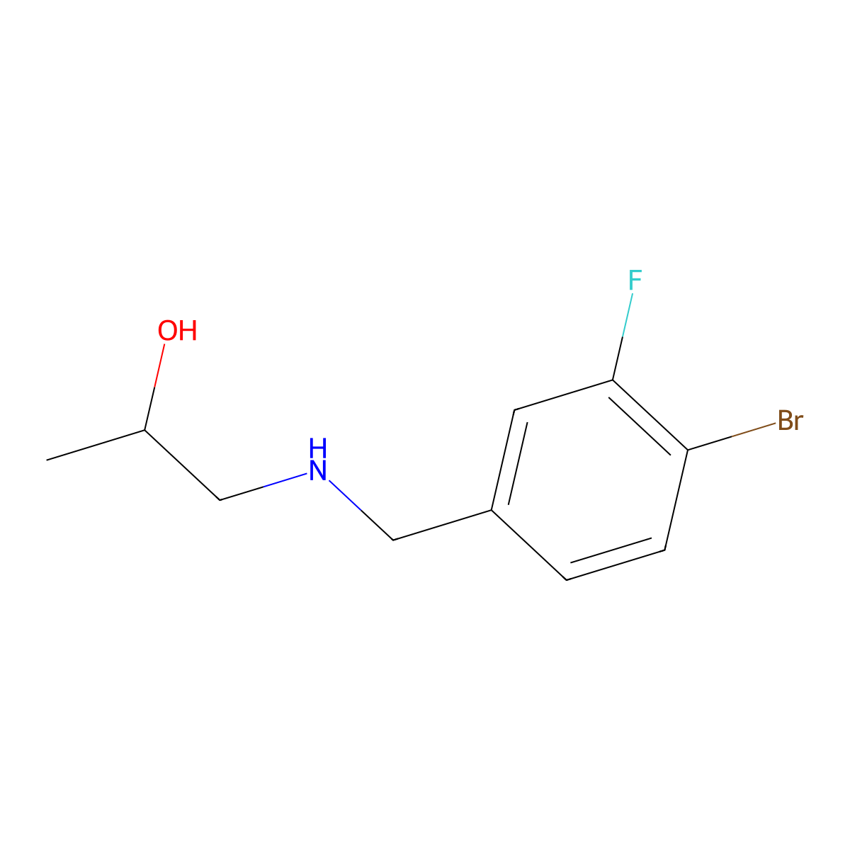 1-{[(4-Bromo-3-fluorophenyl)methyl]amino}propan-2-ol molecular structure, CAS 1521834-74-1