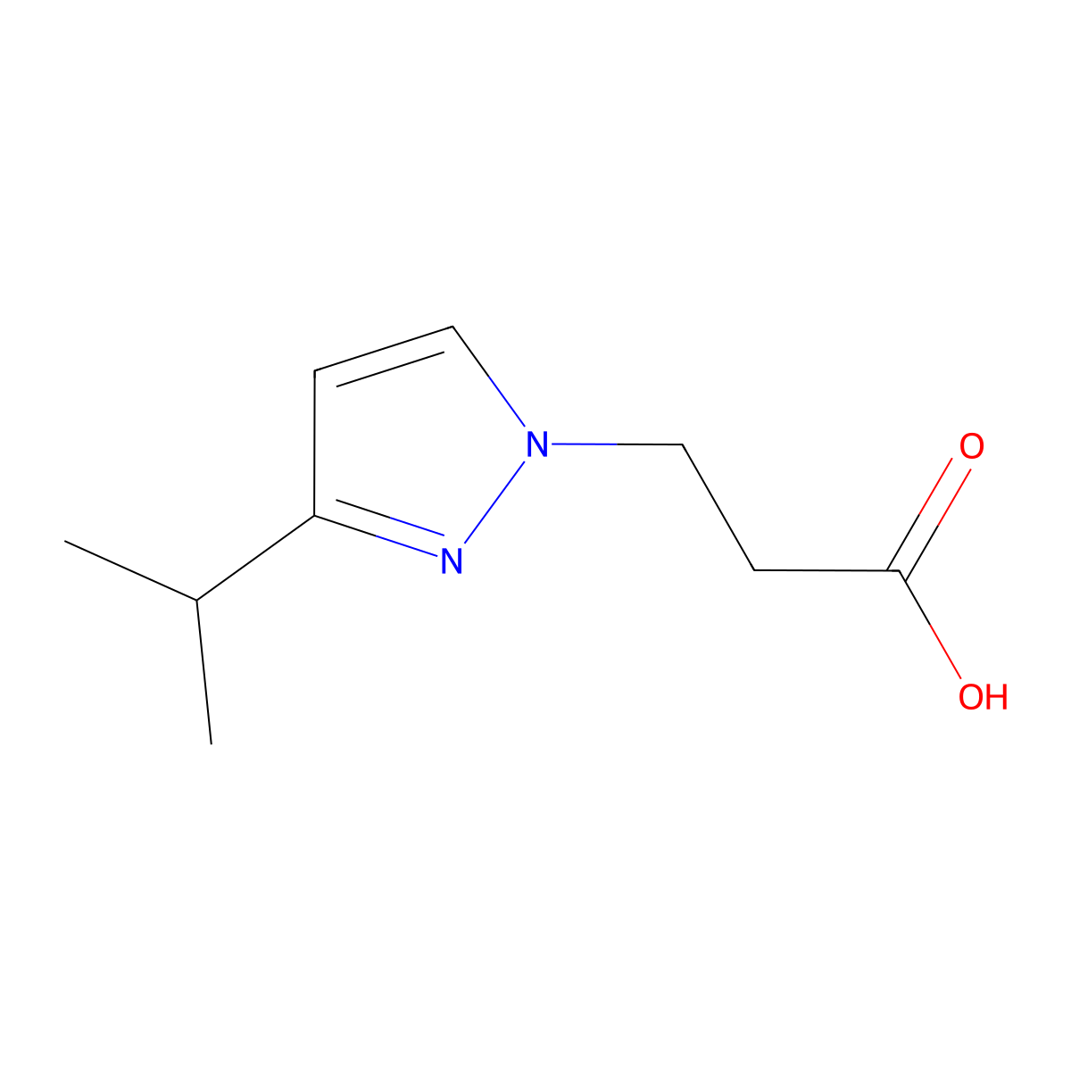 3-[3-(propan-2-yl)-1H-pyrazol-1-yl]propanoic acid molecular structure, CAS 1521847-70-0
