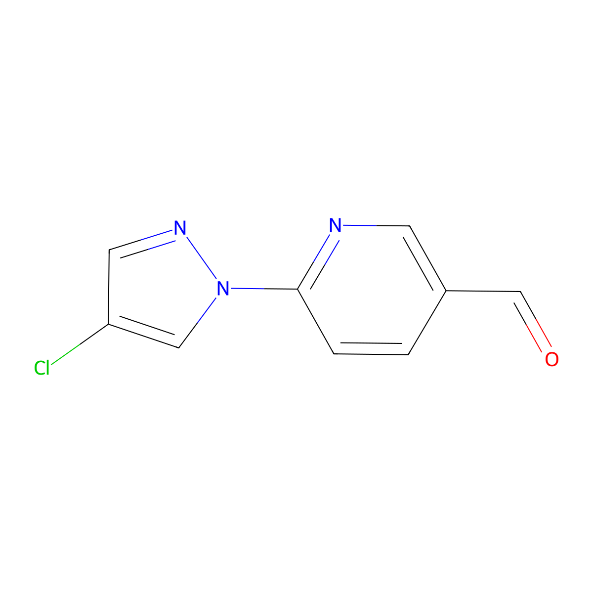 6-(4-Chloro-1H-pyrazol-1-YL)pyridine-3-carbaldehyde molecular structure, CAS 1521847-87-9
