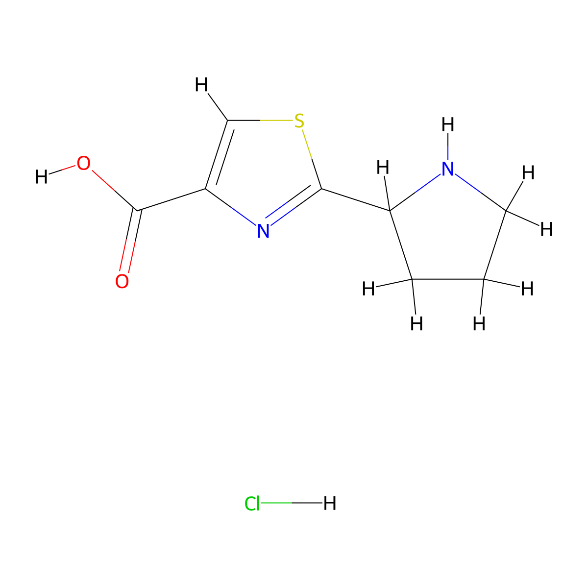 2-(Pyrrolidin-2-yl)-1,3-thiazole-4-carboxylic acid hydrochloride molecular structure, CAS 1521863-81-9