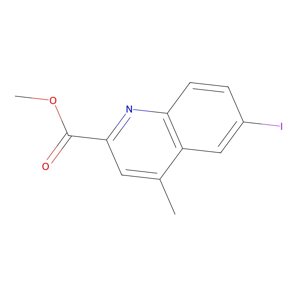 Methyl 6-iodo-4-methylquinoline-2-carboxylate molecular structure, CAS 1521865-69-9