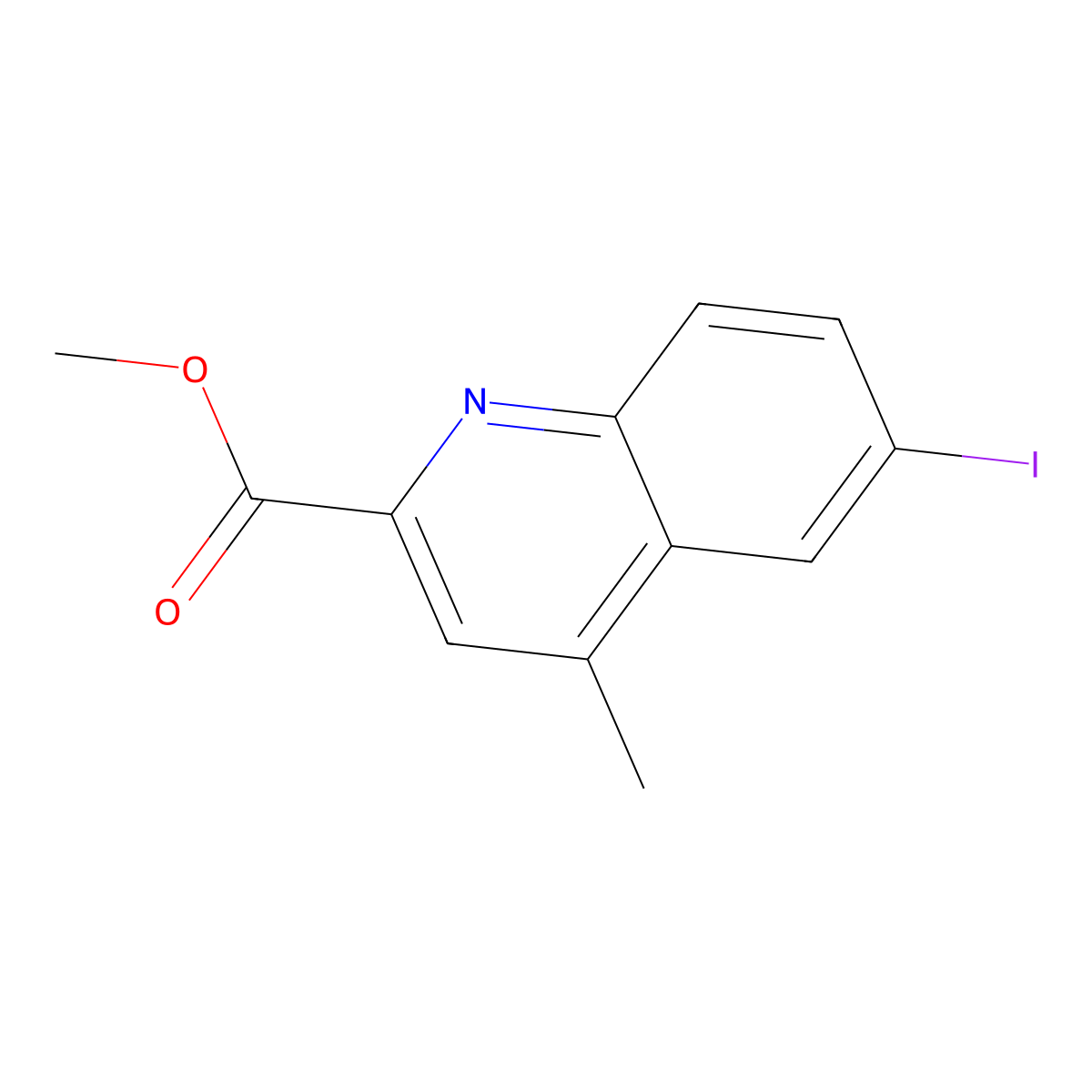 Methyl 6-iodo-4-methylquinoline-2-carboxylate molecular structure, CAS 1521865-69-9