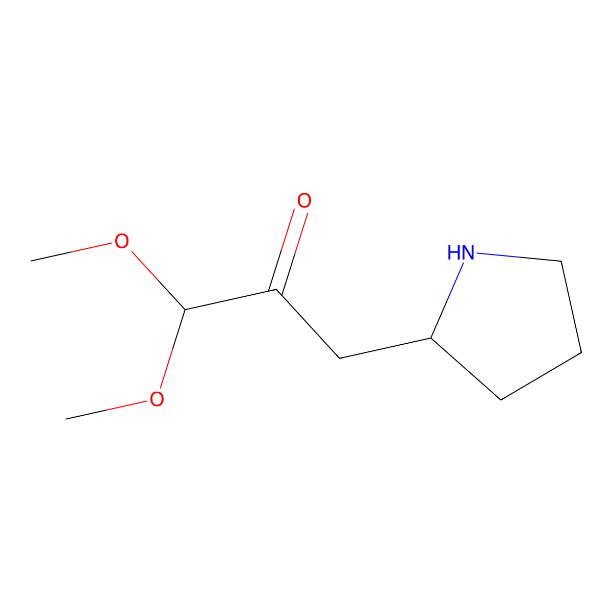 1,1-Dimethoxy-3-(pyrrolidin-2-yl)propan-2-one molecular structure, CAS 1521903-40-1
