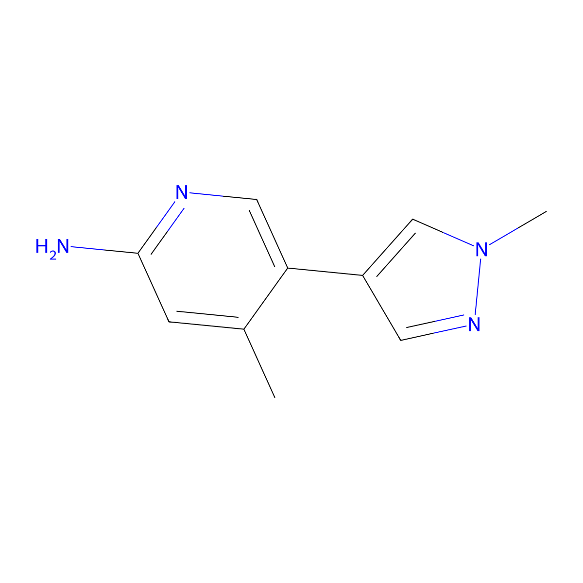 4-Methyl-5-(1-methyl-1H-pyrazol-4-yl)pyridin-2-amine molecular structure, CAS 1521906-73-9