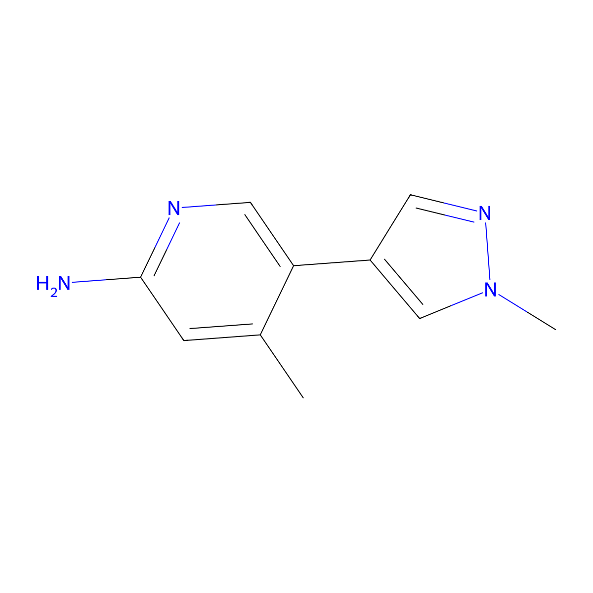 4-Methyl-5-(1-methyl-1H-pyrazol-4-yl)pyridin-2-amine molecular structure, CAS 1521906-73-9