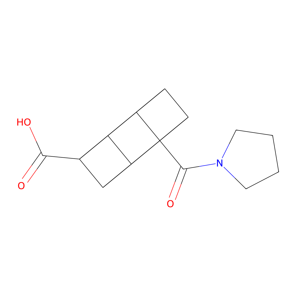 (1s,2R,3r,8S)-4-(pyrrolidine-1-carbonyl)cubane-1-carboxylic acid molecular structure, CAS 152191-41-8