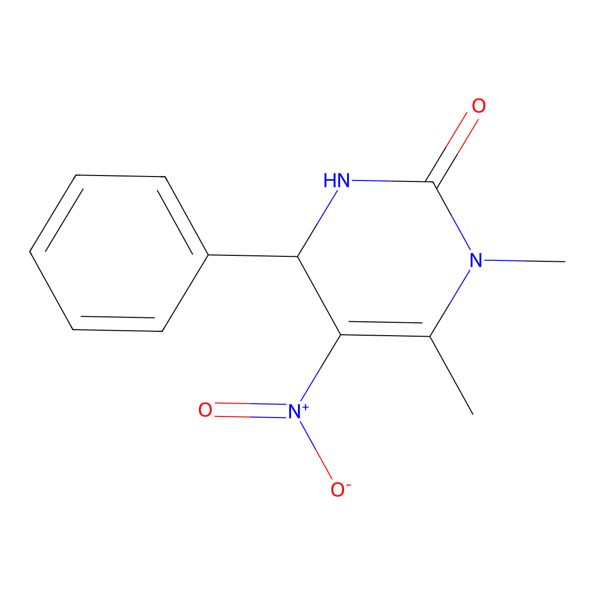 1,6-dimethyl-5-nitro-4-phenyl-3,4-dihydropyrimidin-2(1H)-one molecular structure, CAS 152192-71-7
