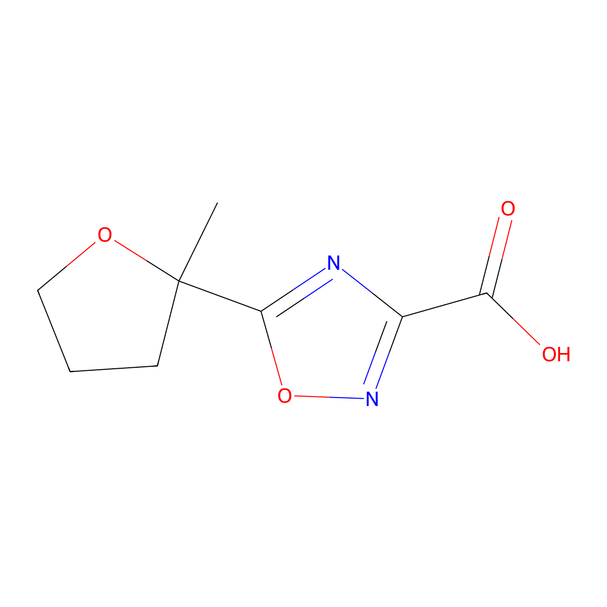 5-(2-Methyloxolan-2-yl)-1,2,4-oxadiazole-3-carboxylic acid molecular structure, CAS 1521927-53-6
