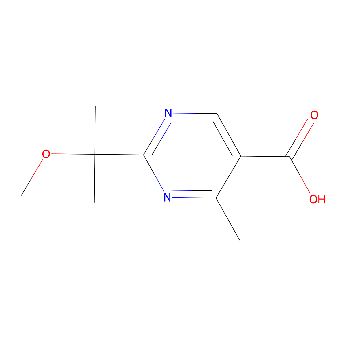 2-(2-Methoxypropan-2-yl)-4-methylpyrimidine-5-carboxylic acid molecular structure, CAS 1521935-56-7