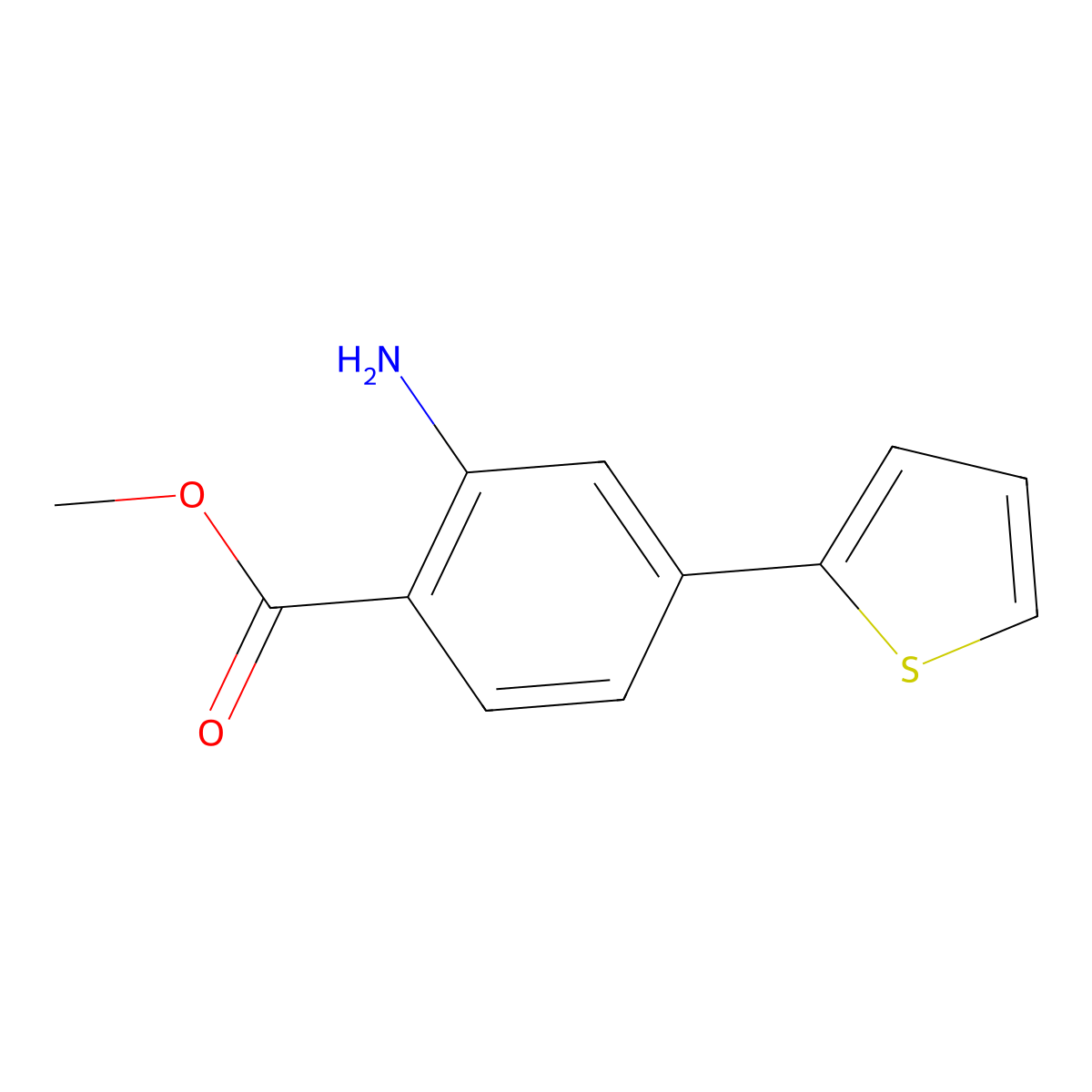 Methyl 2-amino-4-(thiophen-2-yl)benzoate molecular structure, CAS 1521945-98-1