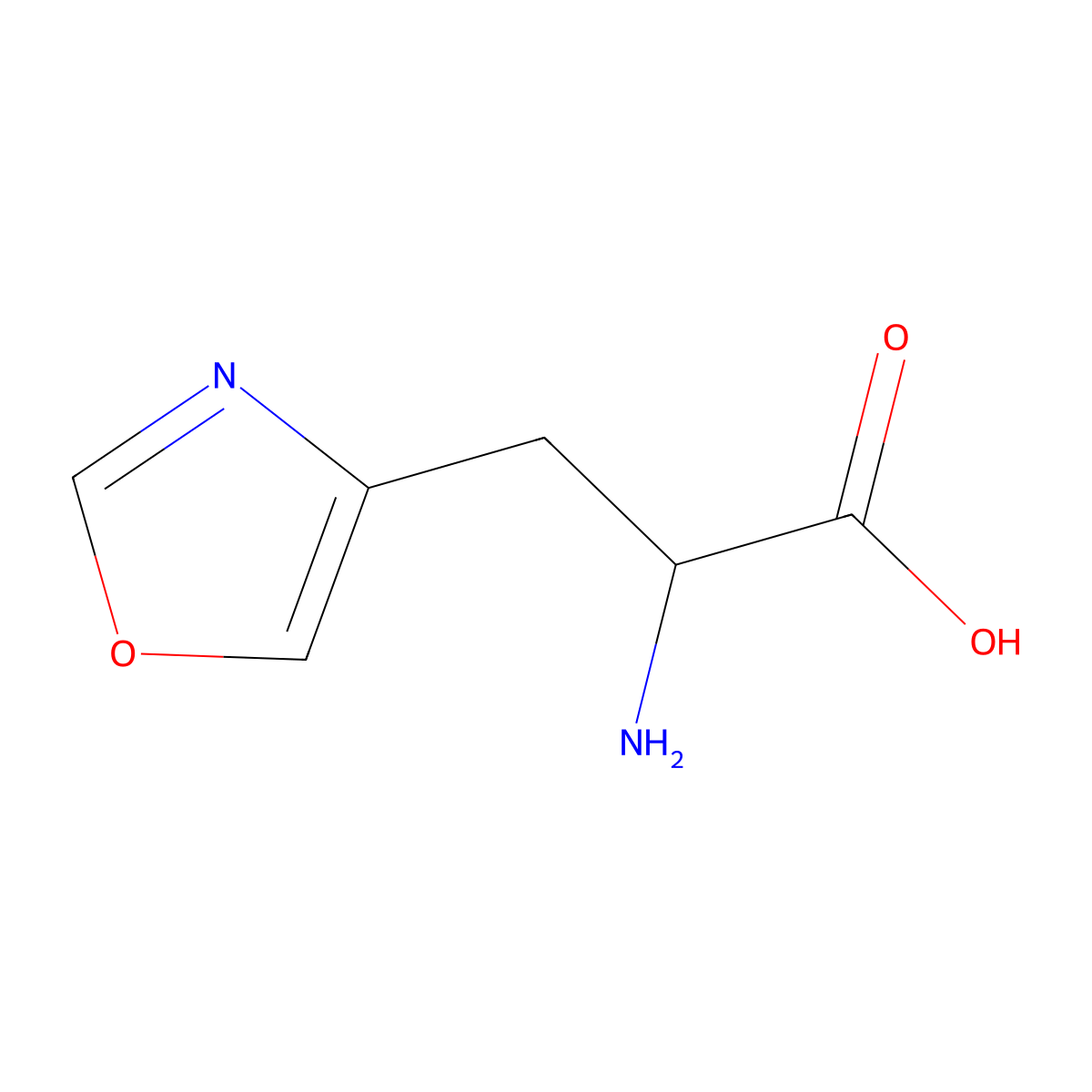 2-Amino-3-(1,3-oxazol-4-yl)propanoic acid molecular structure, CAS 1521946-80-4