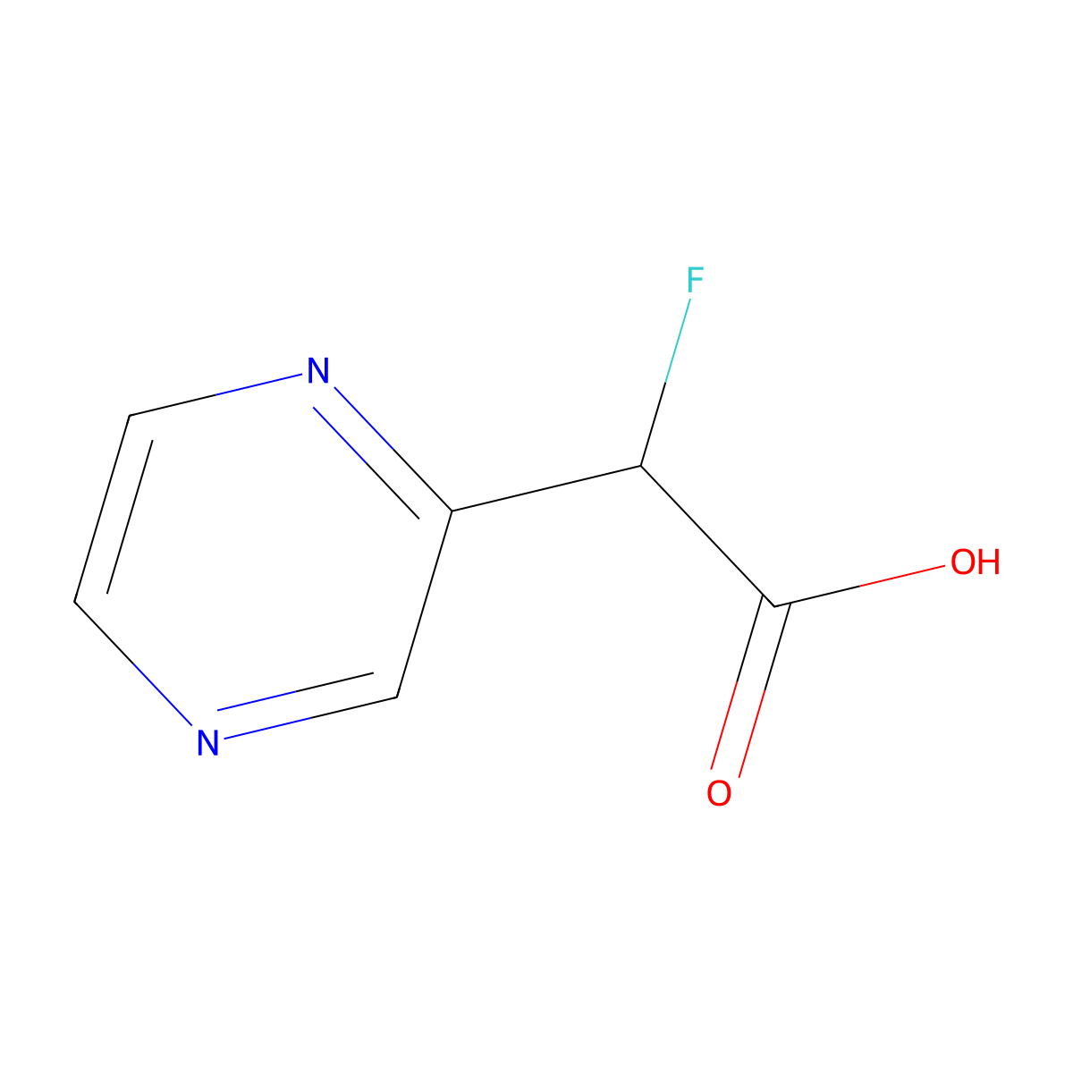 2-Fluoro-2-(pyrazin-2-yl)acetic acid molecular structure, CAS 1521969-35-6