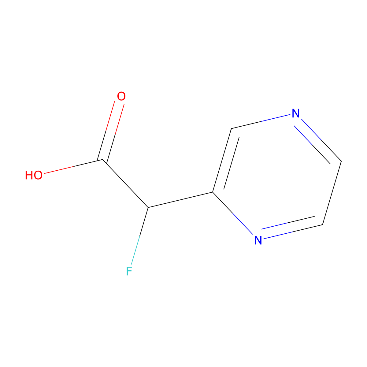 2-Fluoro-2-(pyrazin-2-yl)acetic acid molecular structure, CAS 1521969-35-6