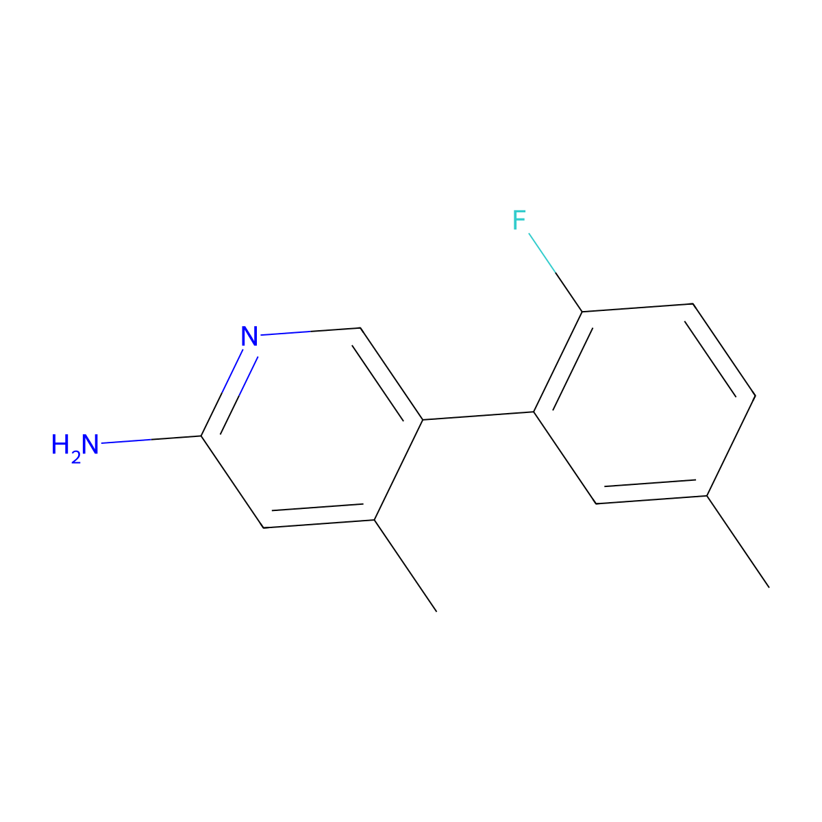 5-(2-Fluoro-5-methylphenyl)-4-methyl-2-pyridinamine molecular structure, CAS 1521969-78-7