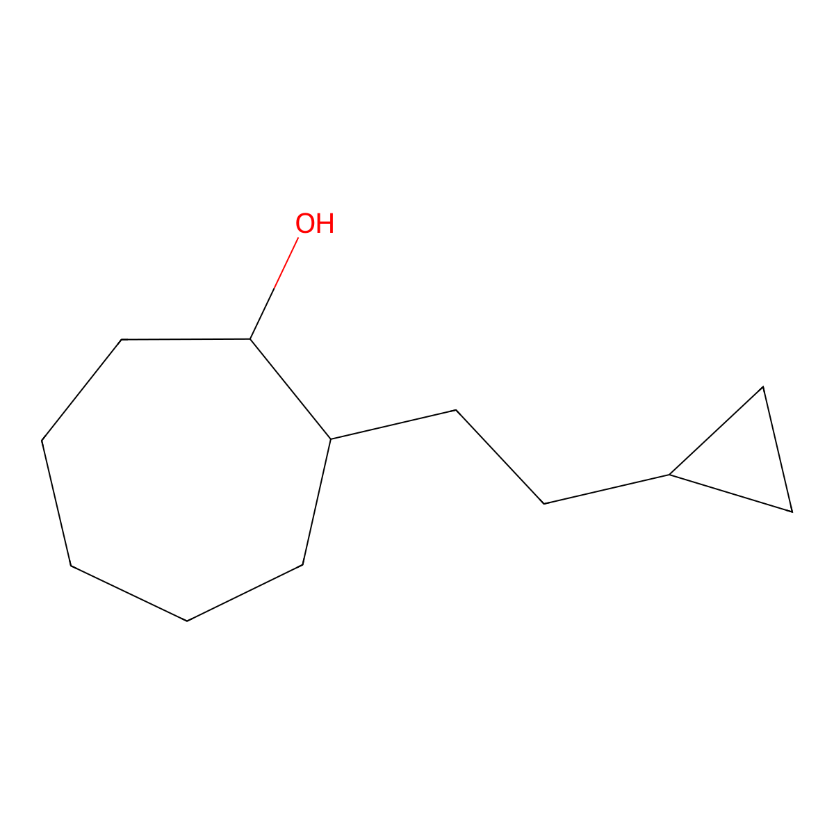2-(2-Cyclopropylethyl)cycloheptan-1-ol molecular structure, CAS 1521974-11-7