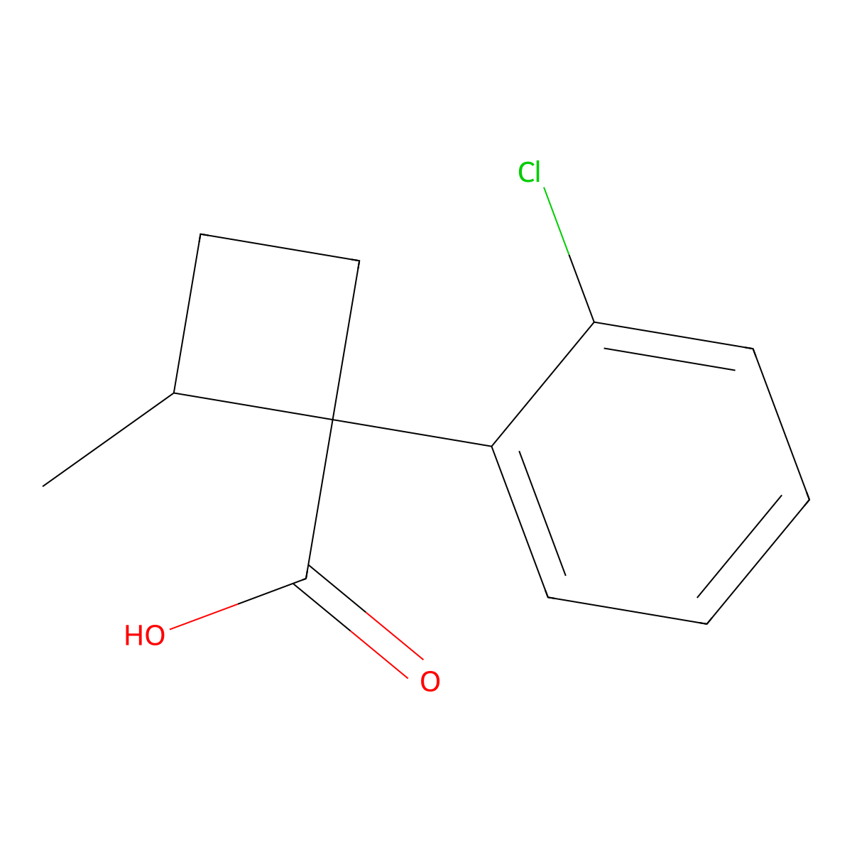 1-(2-Chlorophenyl)-2-methylcyclobutane-1-carboxylic acid molecular structure, CAS 1521985-98-7