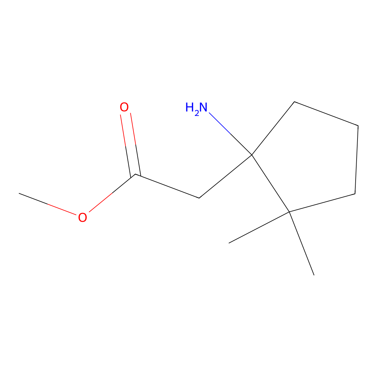 Methyl 2-(1-amino-2,2-dimethylcyclopentyl)acetate molecular structure, CAS 1521987-36-9