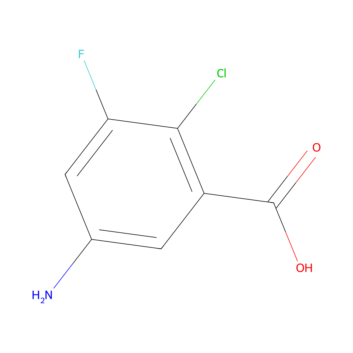 5-Amino-2-chloro-3-fluorobenzoic acid molecular structure, CAS 1521998-74-2