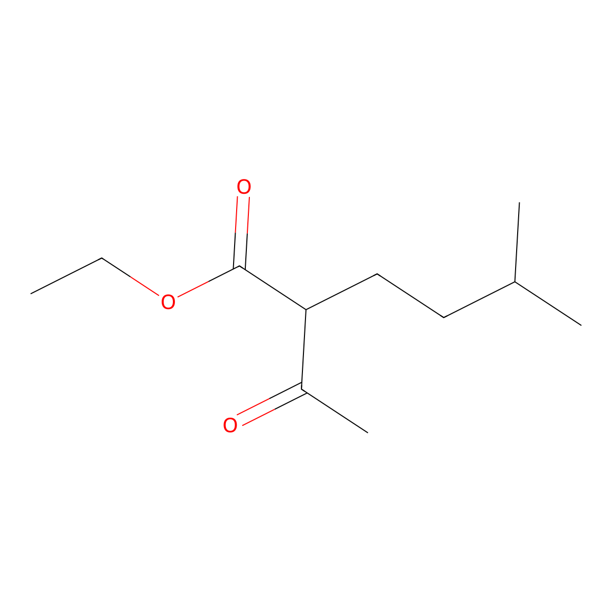 Ethyl 2-acetyl-5-methylhexanoate molecular structure, CAS 1522-30-1