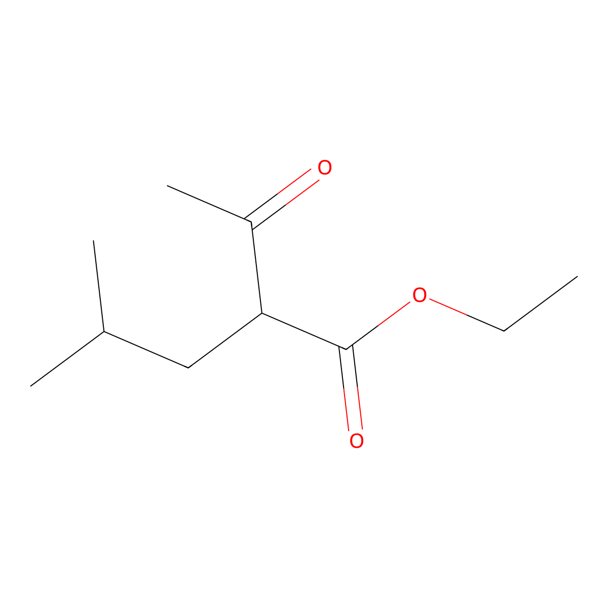 Pentanoic acid, 2-acetyl-4-methyl-, ethyl ester molecular structure, CAS 1522-34-5
