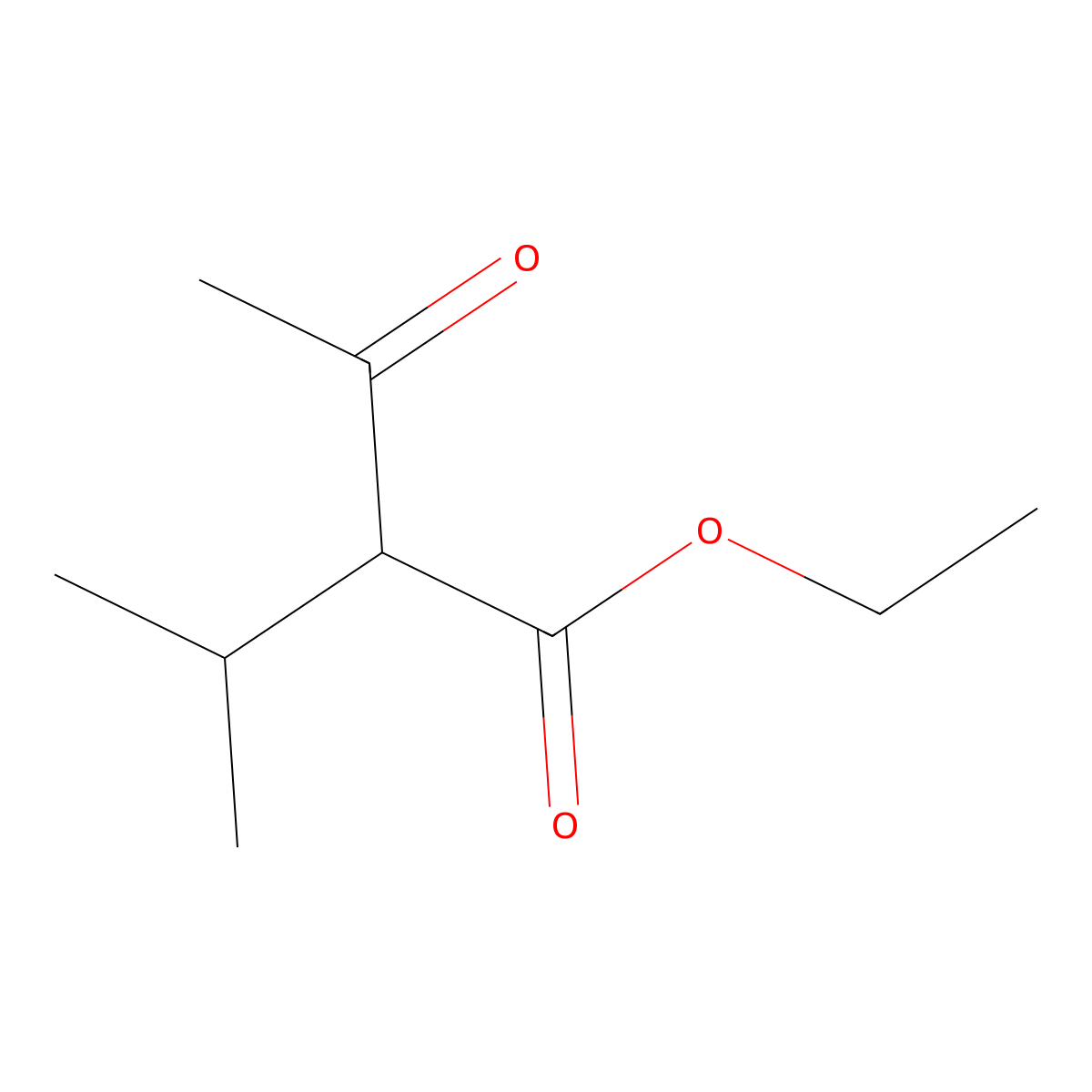 Butanoic acid, 2-acetyl-3-methyl-, ethyl ester molecular structure, CAS 1522-46-9
