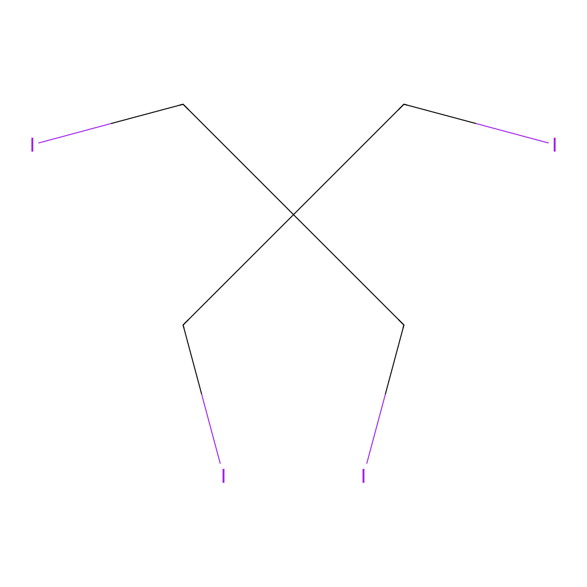 Pentaerythrityl tetraiodide molecular structure, CAS 1522-88-9