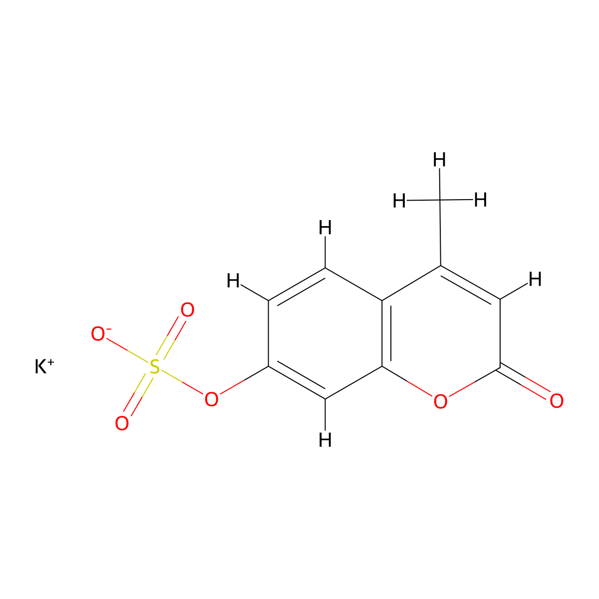 potassium (4-methyl-2-oxochromen-7-yl) sulfate molecular structure, CAS 15220-11-8
