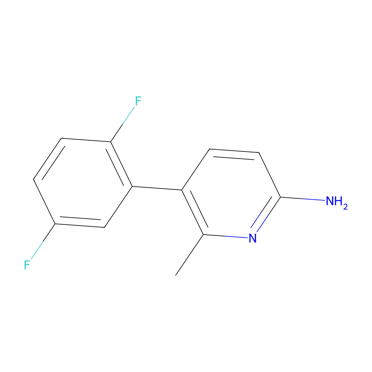 5-(2,5-Difluorophenyl)-6-methyl-2-pyridinamine molecular structure, CAS 1522026-19-2