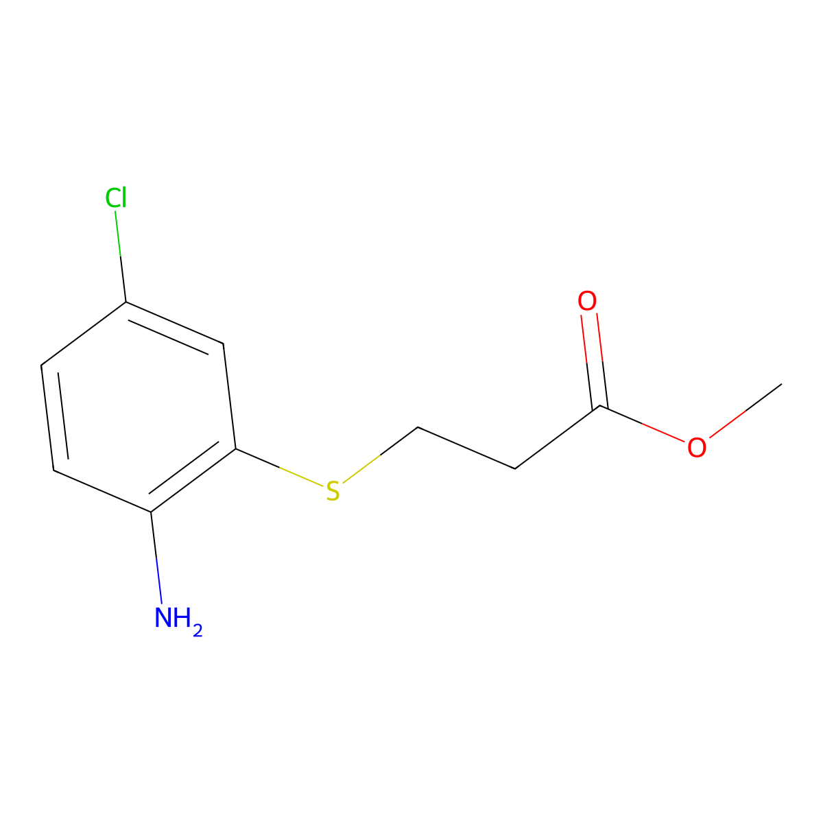 Methyl 3-[(2-amino-5-chlorophenyl)sulfanyl]propanoate molecular structure, CAS 1522031-29-3